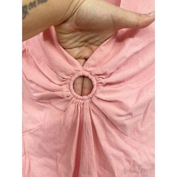 Abercrombie and Fitch O Ring Pink Shirt Dress Y2K Style Collared Size Large - Picture 6 of 8